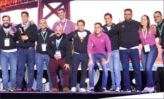 Vauxoo's team receiving Best Partner LATAM award